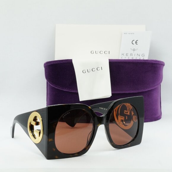 🕶️ New Gucci GG1254S 002 Sunglasses - Dark Havana Frame, Brown Lenses - Picture 10 of 10